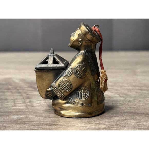 Chinese Man Figurine Incense/ Ashtray/ Inkwell Metal from Japan Vintage - Picture 7 of 10
